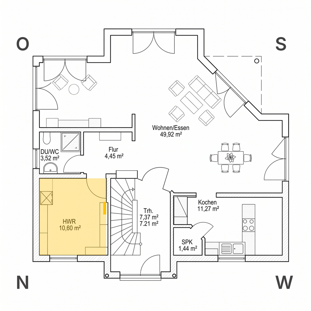 Der HWR bzw. das Arbeitszimmer mit SUNNYHEAT Infrarotheizung im Musterhaus.